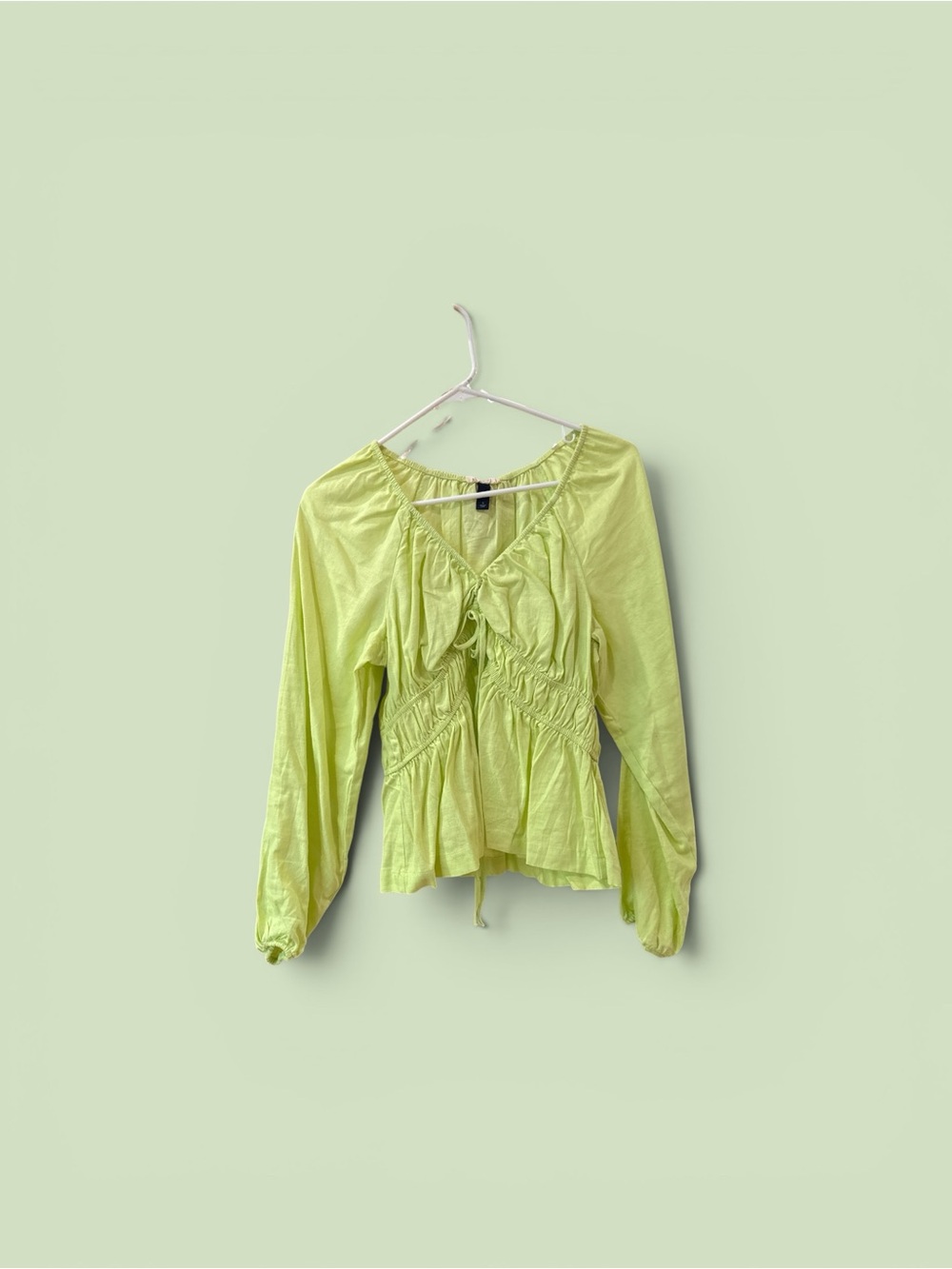 Light Green Long-Sleeve Peasant Top — Women